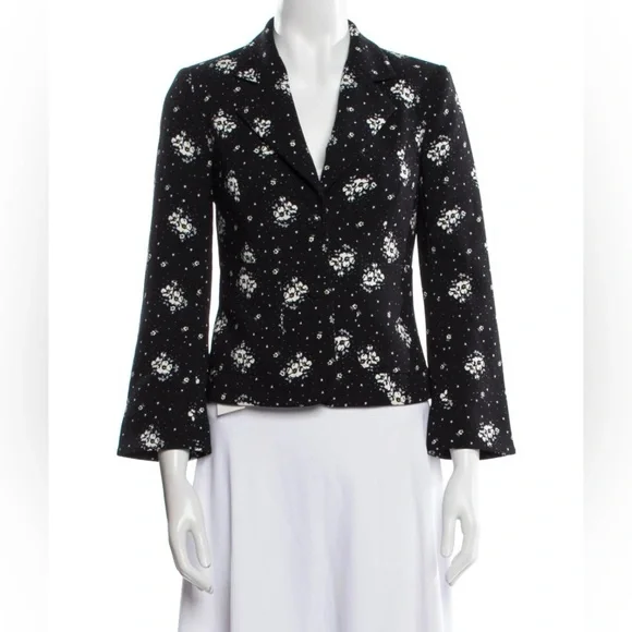 Cinq à Sept Floral Print Evening Jacket Black size 4 Small - Picture 2 of 5